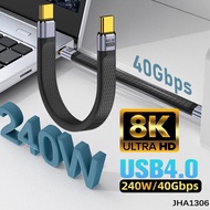 13cm Short USB 4.0 Cable 5A 240W Type C to Type C PD Fast Charge Cable Thunderbolt 3 8K@60Hz Video O