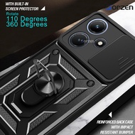 For Infinix Hot 30i Phone Casing Slide Lens Armor Case Shockproof Stand Holder Camera Protect Back Cover