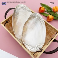 High quality pearl shell fruit plate with silver rim in all designs - Length from 26 to 28cm - CTH57