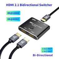 HDMI 2.1 Display Switcher 1 In 2 Out 8K@60Hz 4K@120Hz 8K HDMI Bi-Directional Switch Two-Way Switcher Adapter For TV Xiaomi Xbox New Bluetooth dual-mode