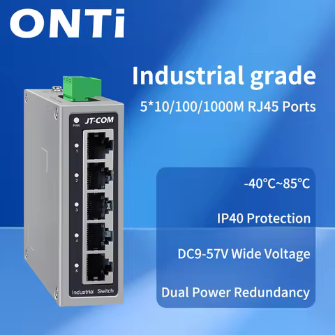 ONTi 5-port Gigabit Industrial Switch 1000Mbps Mini Industry Ethernet Switch DIN Rail Mounted Plug a