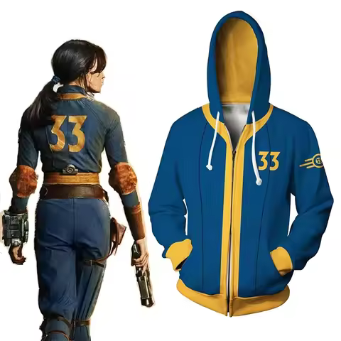 QIUQIU Unisex 2024 TV Adult Vault 76 Dweller Hooded Sweatshirt Fall TV Vault 33 Out Lucy Lucy Cospla