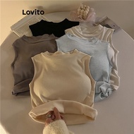 Lovito Casual Tank Top Plain Round Neck Tank Top for Women LNE34039 (Brown/Dark Grey/White/Black)