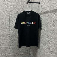 Mo * ier Round Neck Trendy Short-Sleeved Letter Casual Pure Cotton Printed Men Women All-Match T-Shi