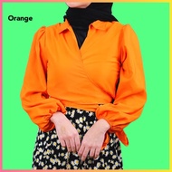 atasan wanita outfit perempuan korea daiva baju tunik blouse hijau - orange allsize s-l