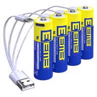 EEMB AA電池4パックAA充電可能電池リチウム電池AA USB C型充電ケーブル交換電池1.5 V 2600 mWhフラッシュ 1.5 V 単3形充電式電池