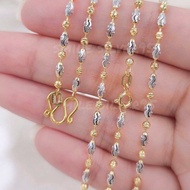 สร้อยคอเงินแท้ 92.5% Italy ลาย หยาดมูน SS/Ball Slide ชุบ2กษัตริย์ (WG+G) ขนาด 2.5 มิล