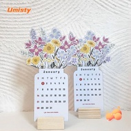 UMISTY Countdown Calendars, Desk Calendar Office Desk Decor Bloomy Flowers Desk Calendar, Portable  Year Vase Shaped Gift Desktop Flip Calendar Home