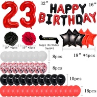 23rd Birthday Party Decorations-Happy Birthday Foil Ballons Banner Red Number 23 Happy Birthday Sash
