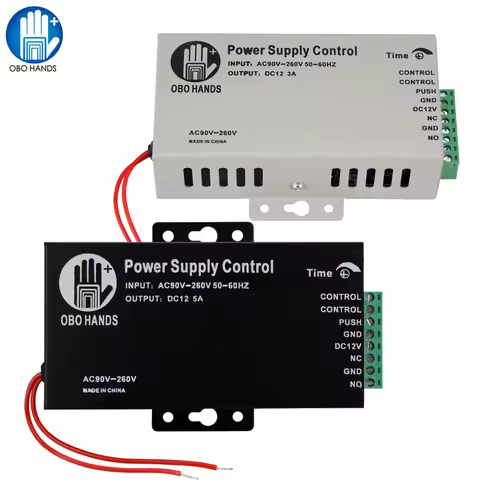 12VDC 3A/5A Power Supply Switch Controller AC90V-260V for All Electric Door Lock with Time Delay Bla