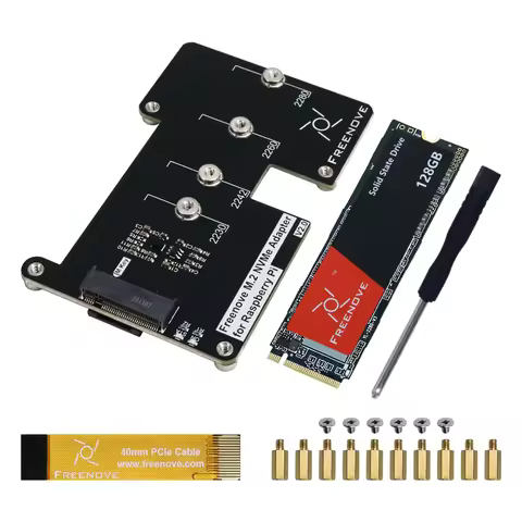 Freenove M.2 NVMe Adapter V2 for Raspberry Pi 5 with 128GB 256GB 512GB SSD, M.2 HAT Add-on Board, PC