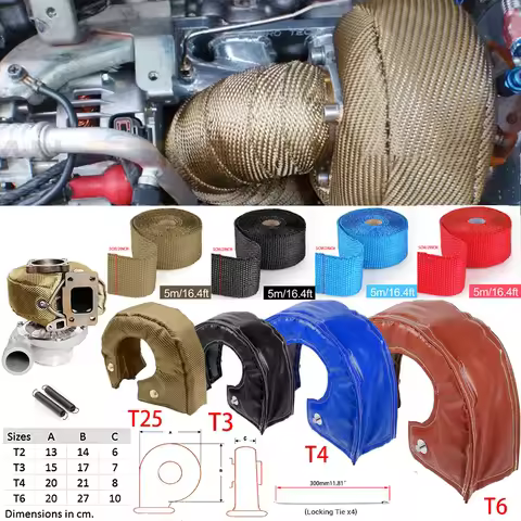 T2 T25 T28 T30 GT35 T4 GT45 T6 T5 GT55 Turbo Blanket Heat Shield Barrier Charger Cover 5m Exhaust Th