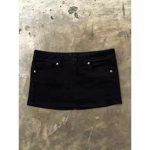 Summer New American Retro Ins Skeleton Hot Diamond High Waist Cowboy Short Skirt Women Summer Thin S