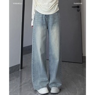 [Luxiangnan] Light Color Straight Jeans Showing Figure Comfortable Skin-Friendly Niche Temperament H