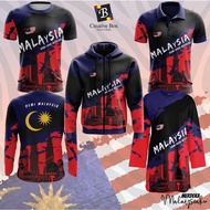 T shirt Merdeka 2 2021 collar Baju jersey Merdeka 2 Sublimation Printed t shirt  Baju Muslimah 丨Baju Jersey Muslimah