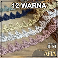 Border Lace Sulam Biku Afia 4cm Baju Kurung Raya 2024 Viral Border Renda Baju Textile Kain Tudung LA