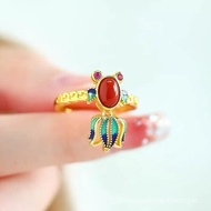 999 Colors Enamel New Chinese Style Red Koi Ring Female National Style Temperament Retro Ethnic Styl