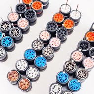 1/64 Wheels and Tires 10.7mm Rubber Tyres Rims CE28 BBS LMR FUCHS Parts for 1:64 HW Diecast Car Mode