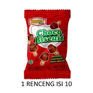 1 RENCENG HAPPY TIME CHOCO BISCUIT / CHOCO STRAWBERRY RENCENG ISI 10