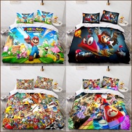 SQ2 Super Mario Bros Bedding Set Washable Bed Sheet Quilt Cover Pillowcase Dormitory Home Bedroom 3I