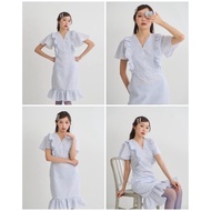 Hannah dress Blue Minimalist Work Linen Blend