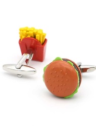 Cartoon Creative French Shirt cufflink Nail Men Women cufflink Children Fun Burger French Fries Set 
