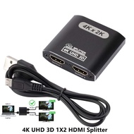 JINGRO with USB cable 4K2K Split Screen 1 X 2 HDMI Switcher 1 Input 2 Output Box Hub HDMI Switcher 4K HDMI Splitter Video Splitter Video Adapter Switcher Box Hub