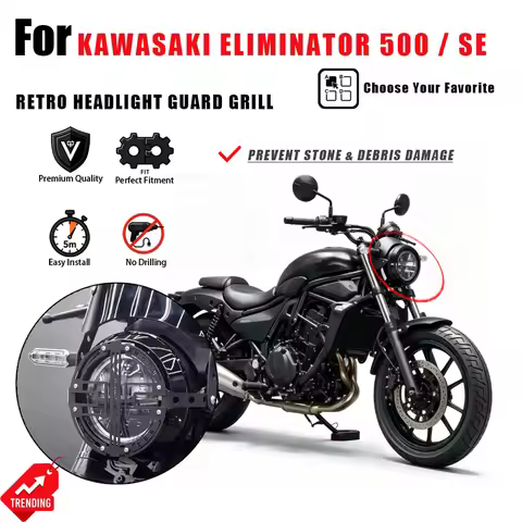 For Kawasaki Eliminator 500 EL500 Motorcycle Retro Headlight Guard Protector Grill Mesh Cover Acceso