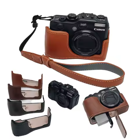 G12 Camera Bag PU Leather Half Body Case For Canon Powershot G11 G12 Bottom Cover