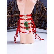民族風男女平安扣飾品紅繩編織手鏈瑪瑙逢考必過手飾地攤熱賣飾品