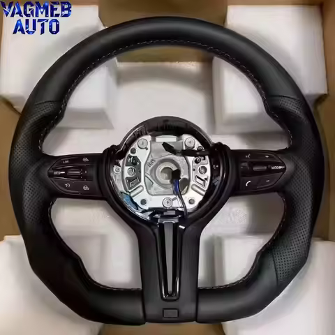 Sporty Flat Bottom Steering Wheel M Style Fit BMW F20 F22 F25 F32 F36 F82 F90 Replacement Manual Wit