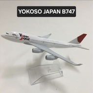 16cm JPN JAL Yokoso Japan B747 Airlines Diecast Metal Aircraft Display Toy Display Decoration Collec