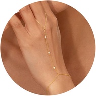 14k Copper Chain Gold Ring Bracelet Finger Chain Female