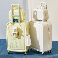 【1994HOME】Tow Box Luggage with Cup holder can USB charging Large-Capacity Trolley Case multifunction