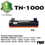 2x Compatible Brother TN-1000 Laser Toner Cartridge TN1000 1000 HL-1110 / 1112 / 1210 / 1202 / DCP-1