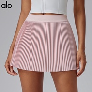 aloyoga Sports Short Skirt Women Tennis Skirt Summer Anti-Exposure Running Yoga Half Skirt Solid Col