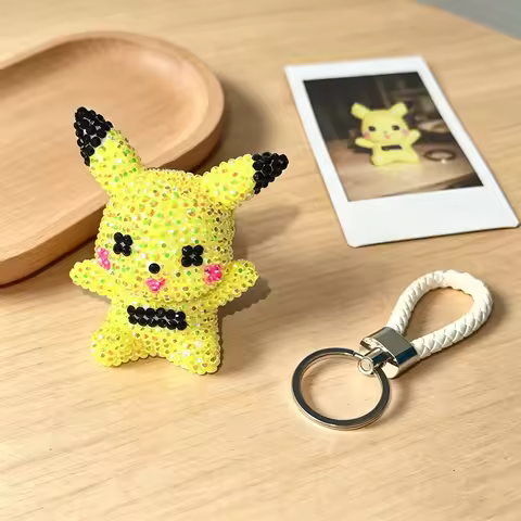 DIY 5D Diamond Painting Keychain Kit Strawberry Bear Pikachu StellaLou Cartoon Pendant Craft Kits fo