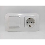 SAKLAR ENGKEL + STOP KONTAK WID BROCO GALLEO G26151-55SWID - SNOW WHITE