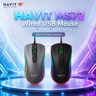HAVIT MS72 Wired USB Mouse 800–1200 DPI | 4 Buttons | RGB Lighting | Office, Study & Home Use