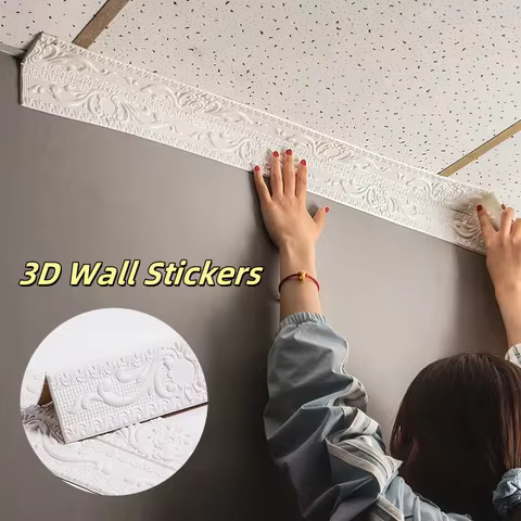 1PC 2.3m/9.2mX12cm Self-adhesive Wall Stickers Decorative Ceiling Corner Line Yin Corner Line Sticke
