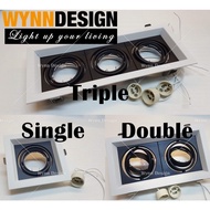 Wynn Design Eyeball Casing with GU10 Single Double Triple Holder Black White Square Shape Lampu Effect (EB-BK+WH-Series)