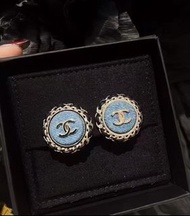 🌈Chanel 25p clip on Earrings 耳夾 藍色 牛仔 皮穿鏈條 爆款 飾物 夾式耳環
