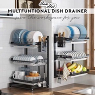 Kitchen Hanging Dish Drying Rack Rak Pinggan Rak Dapur Stainless Steel Wall Mounted Dish Drainer