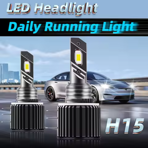2pcs H15 LED Headlight Bulbs, Canbus Plug And Play 6000K White 30000LM High Beam DRL Day Running Lig