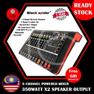 Mixer Mixing Console Powered Mixer Black Spider 8 Channel Power Mixer With USB MP3 Player & Bluetoot