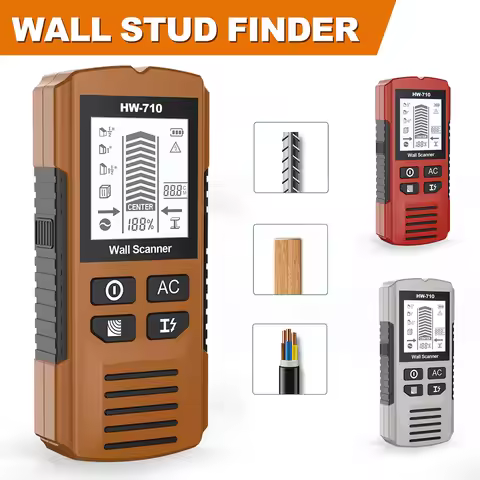 HW-710 Wall Stud Scanner Metal Detector Ceiling Wood Finder AC Cable Wire Depth Tracker Plumbing Det