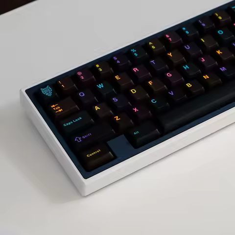 Aifei 114 Keys Keycaps ABS Double Shot Cherry Height Translucent Black Colorful Letters for Mechanic