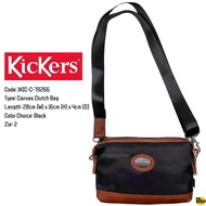 KICKERS Brand Men’s Genuine Leather + Canvas Clutch Bag ( 1KIC-C-79266 )