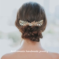 Baroque Greece Retro Pearl Golden Leaf Hair Comb Hair Clip Bridal Bridesmaid Headdress Wedding Birth