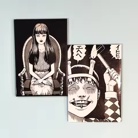 Junji Ito fridge magnets. Show iconic spooky art. Perfect for horror - manga fans.